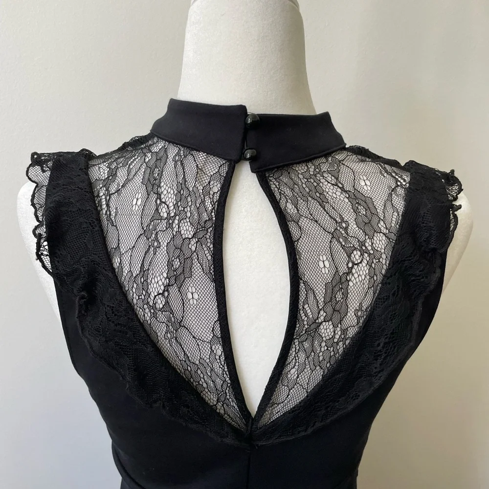Free People Size Small Black Bodycon Stretchy Lace Dress